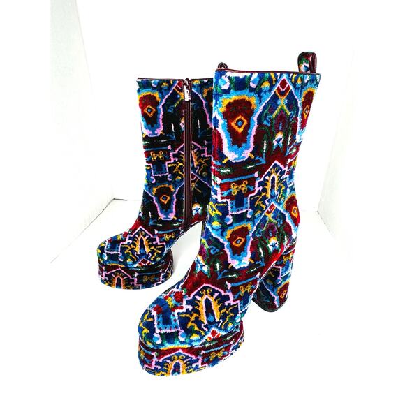 Christian Louboutin Izamayaz Black Velvet 130mm Platform Boots IT 40 Retro - Picture 10 of 11